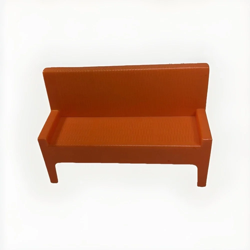 1973 Vintage Barbie Townhouse Doll Orange Plastic Couch/Bench Mattel Furniture